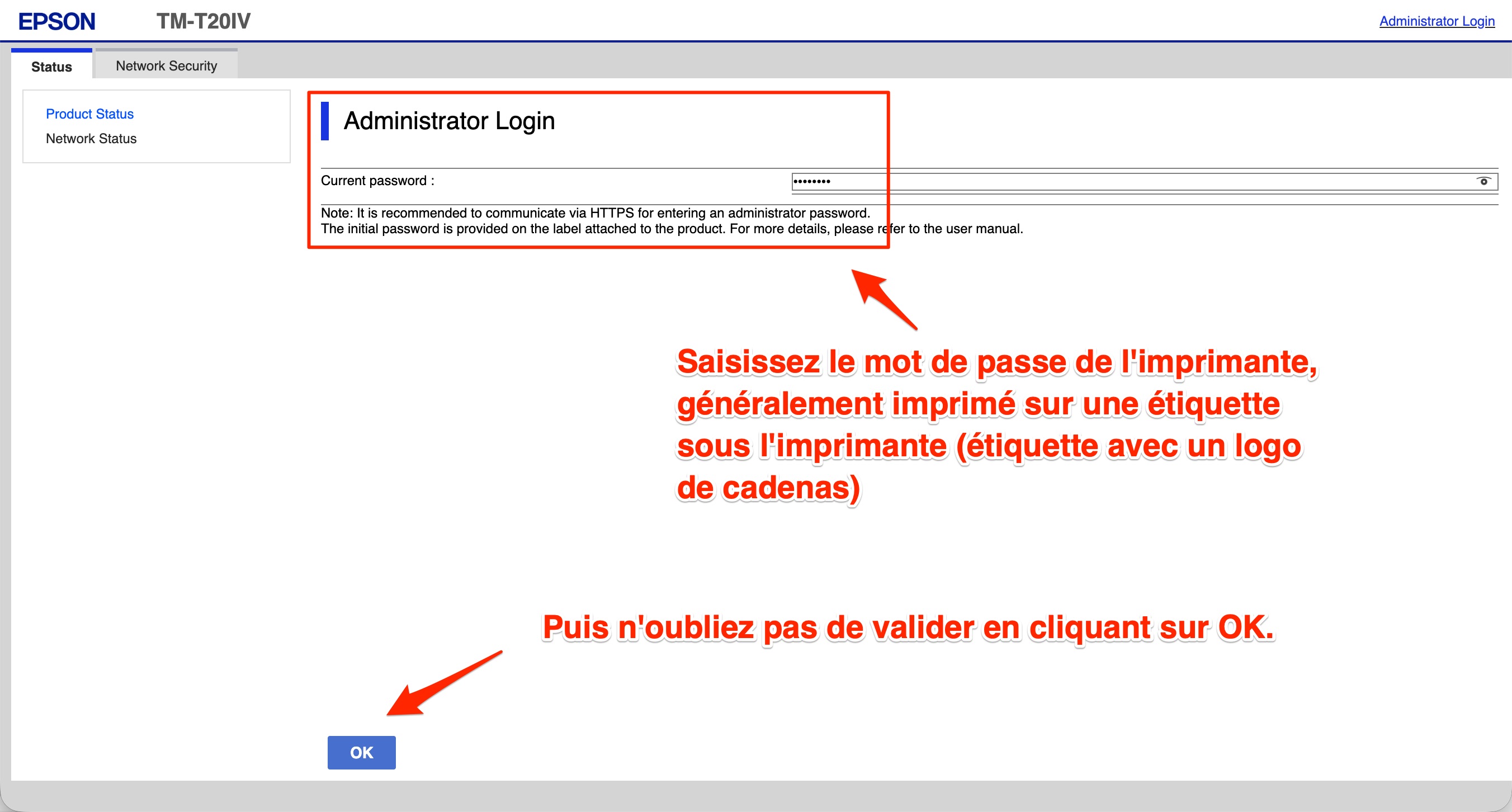 Installation de l'Epson TM-T20IV