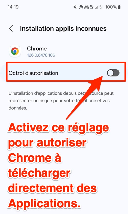 Installation de l'application Android