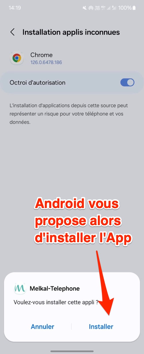 Installation de l'application Android
