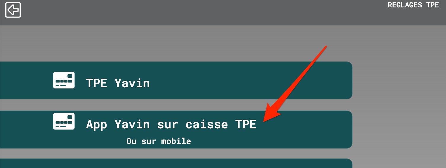 Menu des TPE de Yavin
